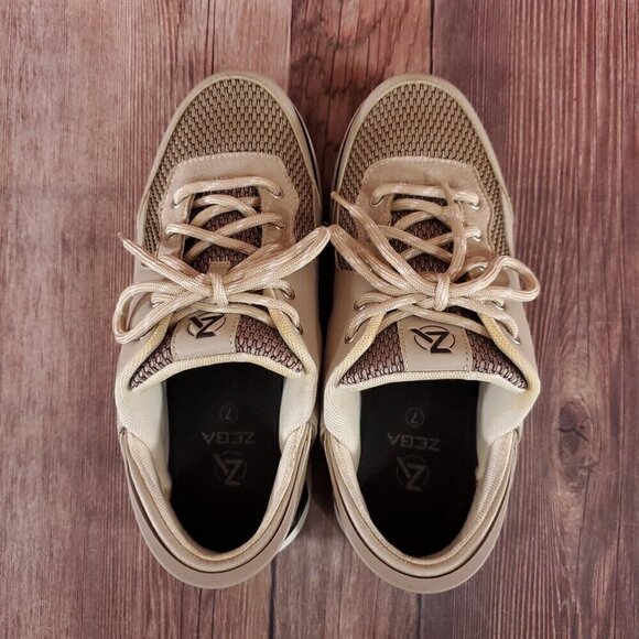 *READ* Zeba Mens Size 7 Wide Hands Free Beige Comfort Walking Slip On Shoes - Picture 10 of 16